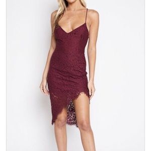 Lace wine angled dress